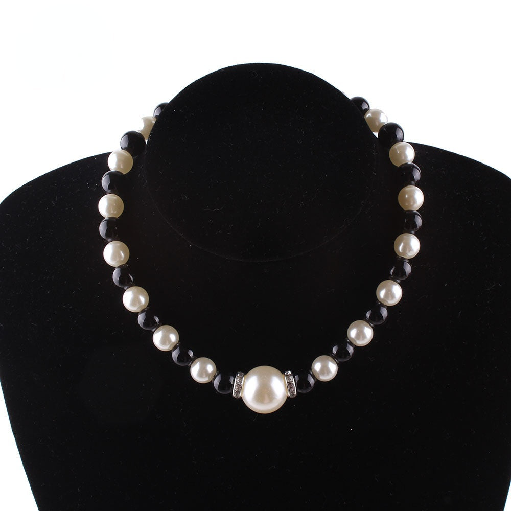 White Black Pearl Beaded Choker Necklaces for Ladies