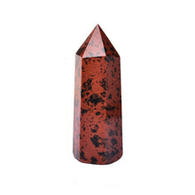 Load image into Gallery viewer, Handcrafted Natural Red Obsidian Healing Quartz Crystal Point Wand Decor
