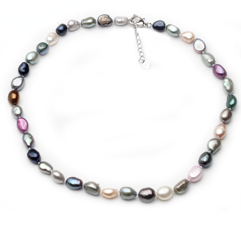 Bohemia Natural Freshwater Multicolor Pearl Beaded Choker Necklace For Ladies