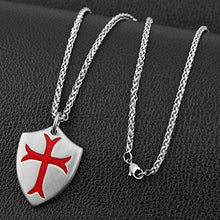 Load image into Gallery viewer, Knights Templar Cross Joshua Shield Stainless Steel Pendant Necklace
