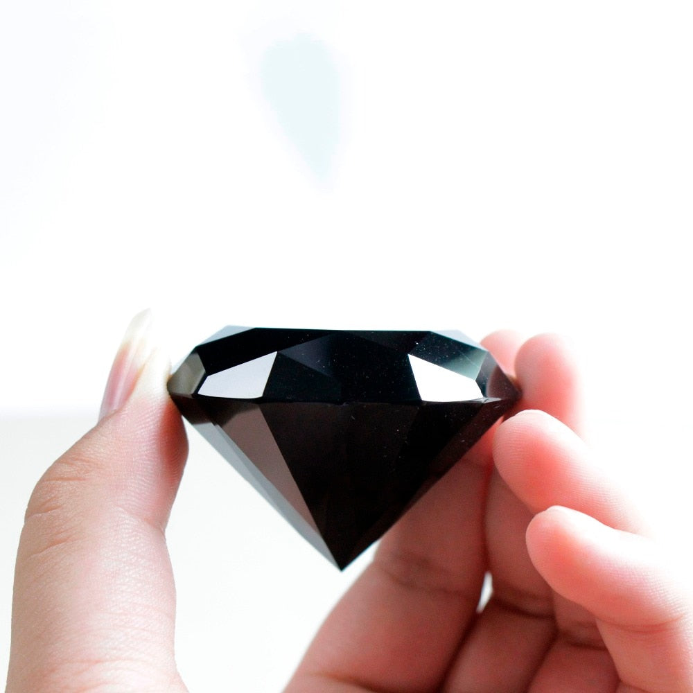 Handcrafted Black Obsidian Diamond Chakra Energy Healing Crystal