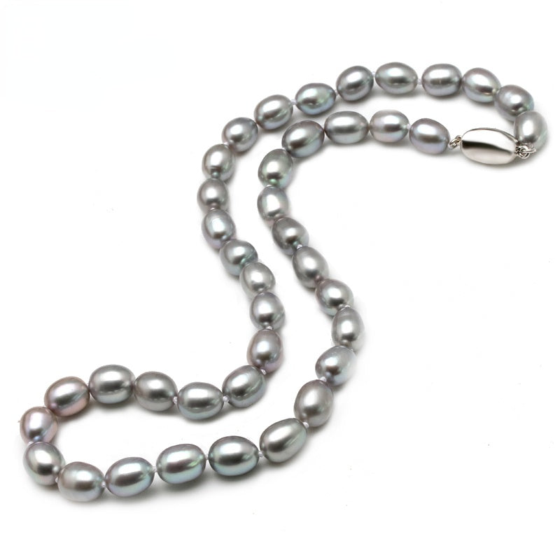 Natural Gray Freshwater Pearl Beaded Choker Necklace for Ladies