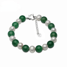 Load image into Gallery viewer, Natural Big Freshwater Pearl &amp; Green Agate Beaded Bracelet for Ladies
