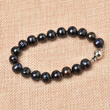 Load image into Gallery viewer, Natural Dark Black Freshwater Pearl Beaded Bracelet
