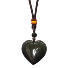 Load image into Gallery viewer, Handcrafted Natural Black Obsidian Heart Pendant Neckalce
