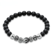 Load image into Gallery viewer, Natural Black Obsidian Beaded With 925 Sterling Silver Charm Bracelet
