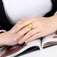 Load image into Gallery viewer, Lokaloca Golden Time 925 Silver Natural Yellow Jade Inlaid  Adjustable Ring
