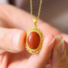 Load image into Gallery viewer, 925 Silver Inlaid Natural Southern Red Aagte Pendant Necklace Vintage Retro Bohemian Charm Luxury Women&#39;s Jewelry
