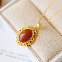 Load image into Gallery viewer, 925 Silver Inlaid Natural Southern Red Aagte Pendant Necklace Vintage Retro Bohemian Charm Luxury Women&#39;s Jewelry
