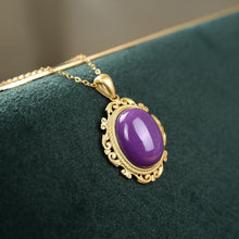 Load image into Gallery viewer, 925 Silver Inlaid Natural Purple Mica Pendant Necklace Vintage Retro Bohemian Charm Luxury Women&#39;s Jewelry
