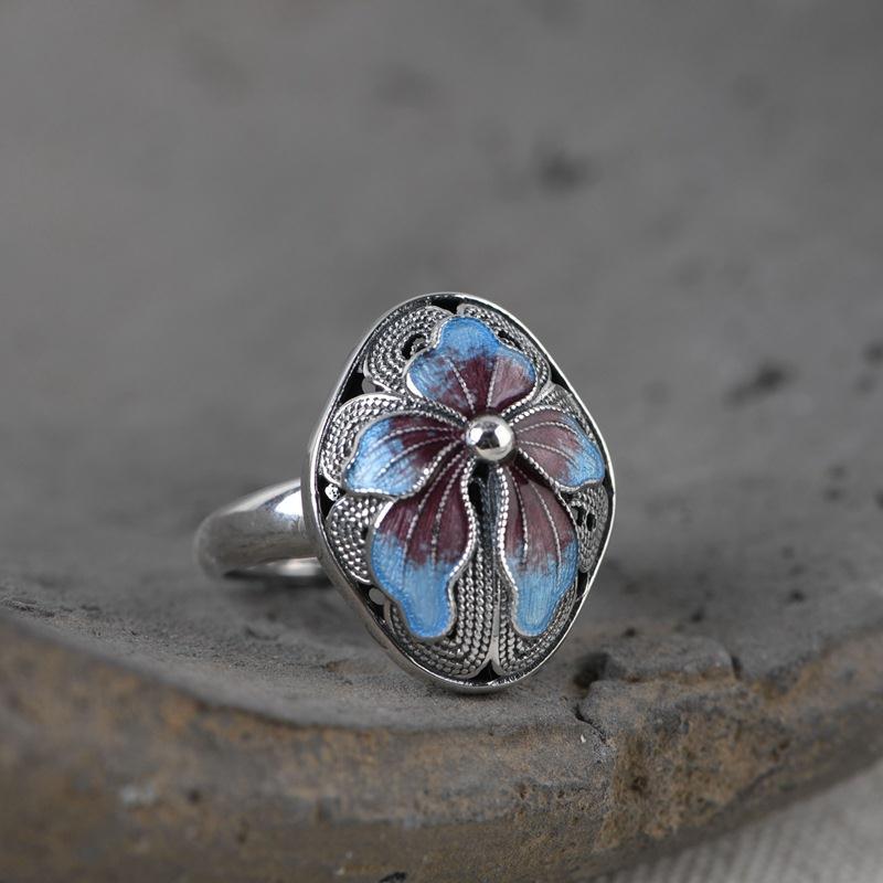 925  Silver Vintage Retro Jewelry Butterfly Opening Adjustable Silver Women's Ring