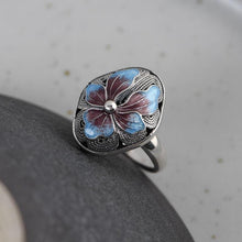 Load image into Gallery viewer, 925  Silver Vintage Retro Jewelry Butterfly Opening Adjustable Silver Women&#39;s Ring
