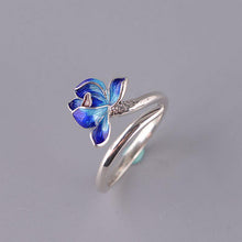 Load image into Gallery viewer, 925 Silver Original Jewelry Blue Flowers Bright Charm Exaggerated Shape Adjustable Opening Female Ring
