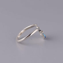 Load image into Gallery viewer, 925 Silver Original Jewelry Blue Flowers Bright Charm Exaggerated Shape Adjustable Opening Female Ring
