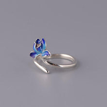 Load image into Gallery viewer, 925 Silver Original Jewelry Blue Flowers Bright Charm Exaggerated Shape Adjustable Opening Female Ring
