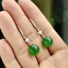 Load image into Gallery viewer, Lokaloca 925 Sliver Natural Chalcedony Jade Jewelry Earrings
