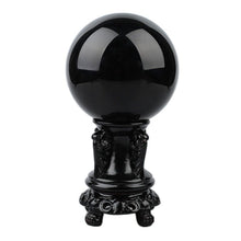 Load image into Gallery viewer, Large Handpolished Natural Obsidian Sphere With Vintage Wooden Stand Chakra Healing Crystals
