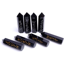 Load image into Gallery viewer, 4Pcs/Set Handcrafted Natural Black Obsidian Wand with East South West North Engrave Runes
