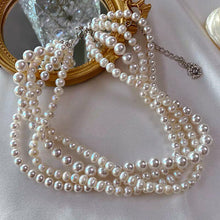 Load image into Gallery viewer, Luxury Four-strands Natural Perfect Round Freshwater Pearl Beaded Necklace for Ladies
