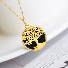 Load image into Gallery viewer, Unique Craftsmanship Inlaid Black Agate Tree Necklace Pendant Exquisite Luxury Ladies Silver Jewelry
