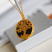 Load image into Gallery viewer, Unique Craftsmanship Inlaid Black Agate Tree Necklace Pendant Exquisite Luxury Ladies Silver Jewelry
