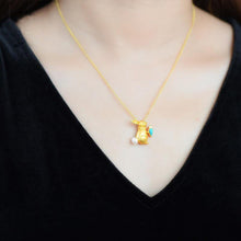 Load image into Gallery viewer, Ancient Golden Craftsmanship Inlaid Turquoise Rabbit Necklace Pendant Luxury Cute Elegant Ladies Engagement Silver Jewelry
