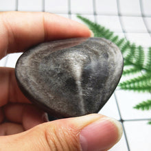 Load image into Gallery viewer, Handpolished 50-55mm Heart Shaped Natural Silver Obsidian Crystal
