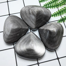 Load image into Gallery viewer, Handpolished 50-55mm Heart Shaped Natural Silver Obsidian Crystal
