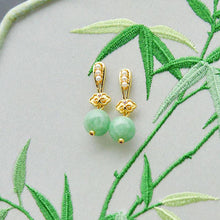 Load image into Gallery viewer, Original Craftsmanship Inlaid Natural Fine Jade Round Pearl Ladies Earrings Ladies Jewelry
