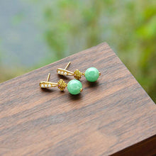 Load image into Gallery viewer, Original Craftsmanship Inlaid Natural Fine Jade Round Pearl Ladies Earrings Ladies Jewelry
