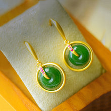 Load image into Gallery viewer, Lokaloca Unique Craftsmanship Inlaid Fine Jade Earrings
