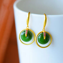 Load image into Gallery viewer, Lokaloca Unique Craftsmanship Inlaid Fine Jade Earrings
