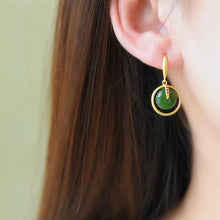 Load image into Gallery viewer, Lokaloca Unique Craftsmanship Inlaid Fine Jade Earrings
