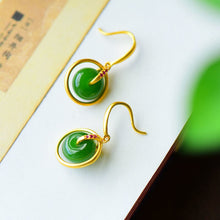 Load image into Gallery viewer, Lokaloca Unique Craftsmanship Inlaid Fine Jade Earrings
