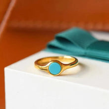 Load image into Gallery viewer, Autumn New Style Inlaid Flat Blue Turquoise Opening Adjustable Ring Exquisite Ladies Silver Jewelry
