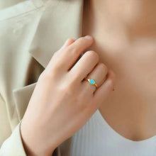 Load image into Gallery viewer, Autumn New Style Inlaid Flat Blue Turquoise Opening Adjustable Ring Exquisite Ladies Silver Jewelry
