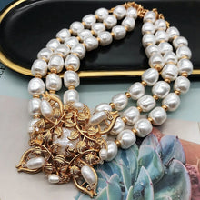 Load image into Gallery viewer, Handmade Luxury Multi Strands Baroque Pearl Pendant Necklace
