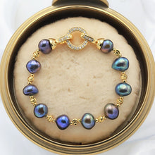 Load image into Gallery viewer, Natural Blue Baroque Freshwater Pearl Beaded Bracelets for Ladies
