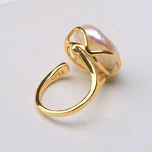 Load image into Gallery viewer, Eternal Iridescent 18K Gold Plated Natural Baroque Pearl Resizable Ring
