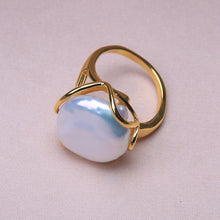 Load image into Gallery viewer, Eternal Iridescent 18K Gold Plated Natural Baroque Pearl Resizable Ring
