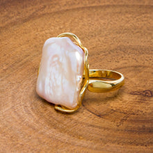 Load image into Gallery viewer, Eternal 18K Gold Plated Top Grade Natural Freshwater Baroque Gem Pearl Ring
