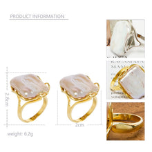 Load image into Gallery viewer, Eternal 18K Gold Plated Top Grade Natural Freshwater Baroque Gem Pearl Ring
