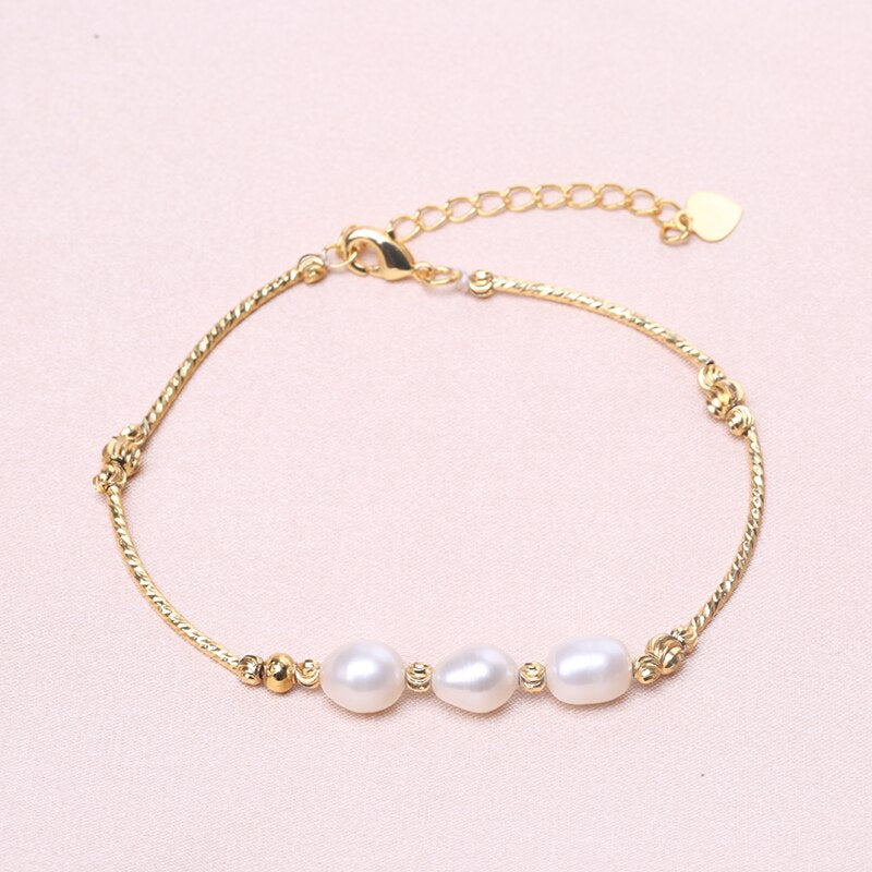 Minimalist Natural Freshwater Pearl Bangle Bracelet for Ladies