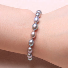 Load image into Gallery viewer, Ineffable Design Heart Clasp Natural Gray Freshwater Baroque Pearl Beaded Bracelet
