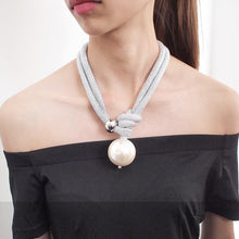 Load image into Gallery viewer, Luxury Big Imitation Pearl Pendant  Statement Choker Necklace For Ladies
