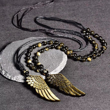 Load image into Gallery viewer, Handcrafted Natural Golden Obsidian Flying Wing Pendant Necklace
