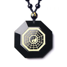 Load image into Gallery viewer, Handcrafted Black Obsidian The Eight Diagrams Pendant Necklace
