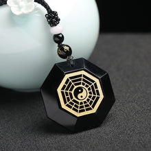 Load image into Gallery viewer, Handcrafted Black Obsidian The Eight Diagrams Pendant Necklace
