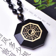 Load image into Gallery viewer, Handcrafted Black Obsidian The Eight Diagrams Pendant Necklace
