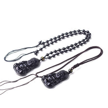 Load image into Gallery viewer, Handcrafted Natural Black Obsidian Baby Buddha Pendant Necklace
